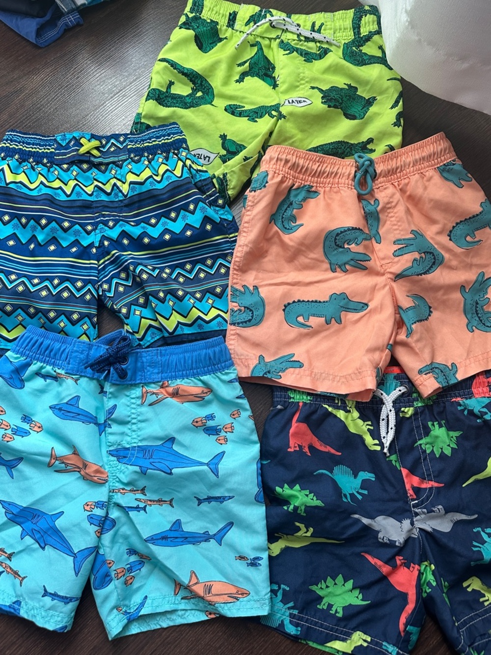Lot of 5 Boys size 3T swim trunks bathing suits - Assorted brands